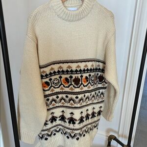 Ganni wool Sweater smiley face sz large